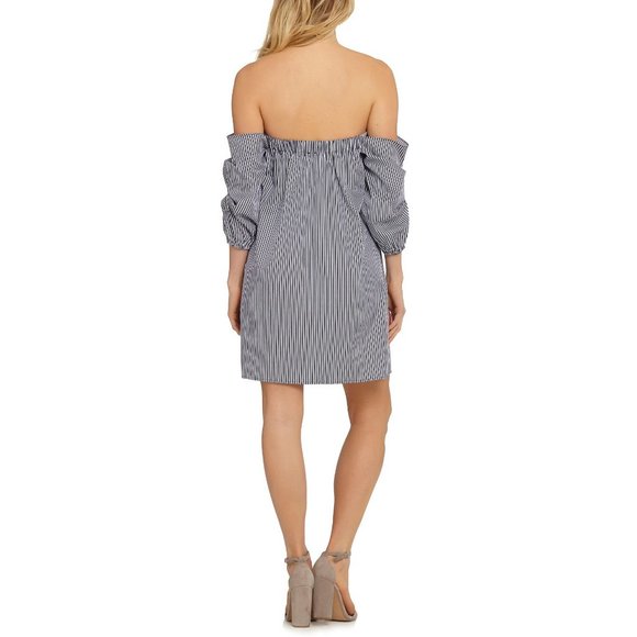 NWT CeCe Brooklyn Stripe Off the Shoulder Dress - Picture 2 of 2